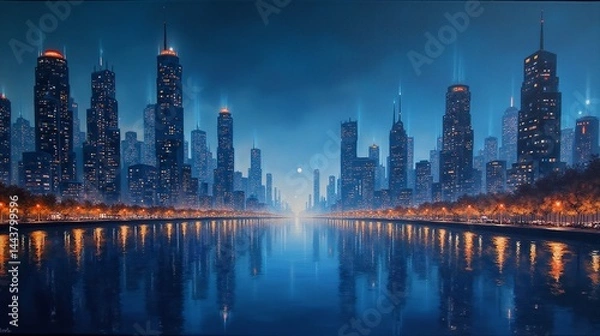 Obraz Luminescent City: A Nighttime Serenade