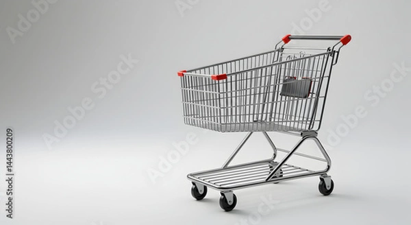 Obraz Empty Shopping Cart Isolated on White Background