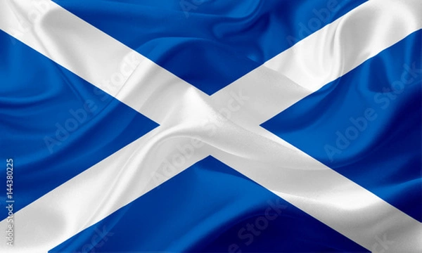 Obraz Waving flag of Scotland with fabric texture