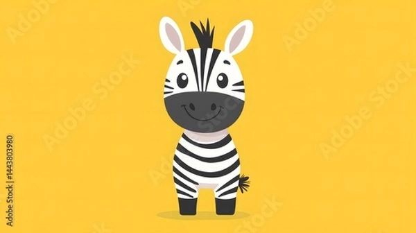Obraz Zebra in cartoon, doodle style. Isolated 2d vector illustration in logo, icon style