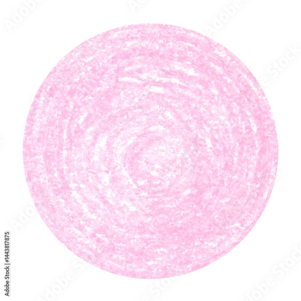Obraz Hand drawn pale pink shaded circle, simple children's crayon illustration isolated