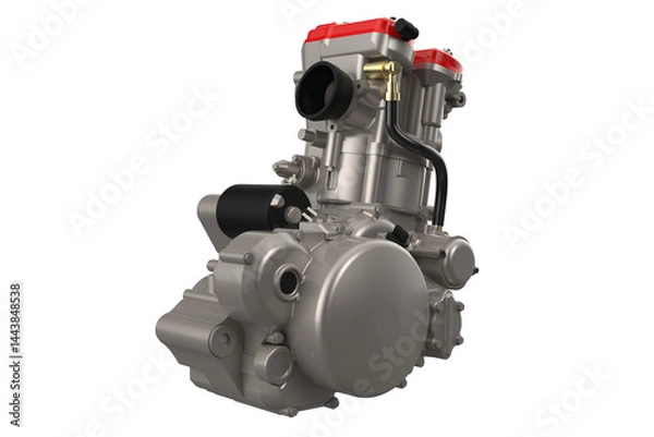 Fototapeta 3d model realistic view render high Performance 630cc Single Cylinder 4-Stroke Motorcycle Engine for Supermoto, Enduro, and Dual Sport Applications – Model SM TE Type 5842 