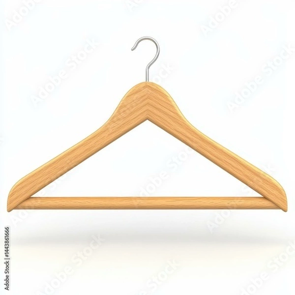 Obraz Simple and sturdy wooden coat hanger, perfect for keeping clothes organized and wrinklefree on a clean white backdrop.