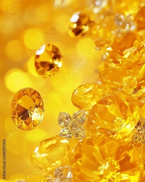 Obraz Yellow and Clear Gemstone Cluster Arrangement