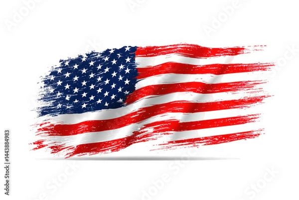 Fototapeta Grunge Textured National Flag With Red White And Blue Stripes On Transparent Background