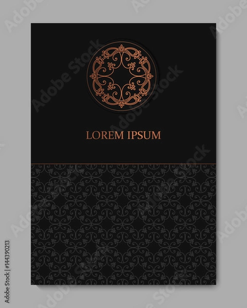 Fototapeta Vector invitation, cards with ethnic arabesque elements. Arabesque style design. Elegant floral abstract ornaments. Front and back side of card. Business cards. eps10