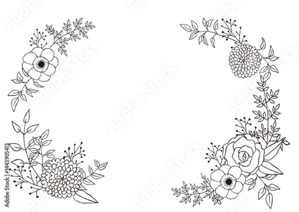 Obraz 手描きのおしゃれなボタニカルフレーム