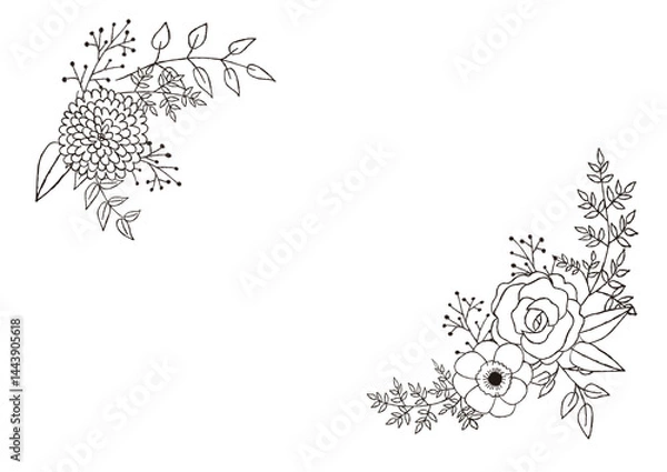 Obraz 手描きのおしゃれなボタニカルフレーム