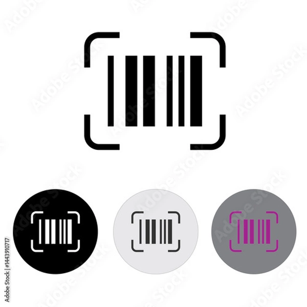 Obraz line barcode icon, line and colored icons, there are black and white and pink colors using black, light black and light black buttons

