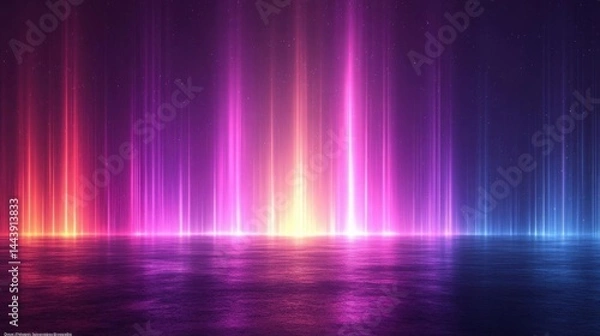 Obraz Neon Lights Reflecting on Floor.