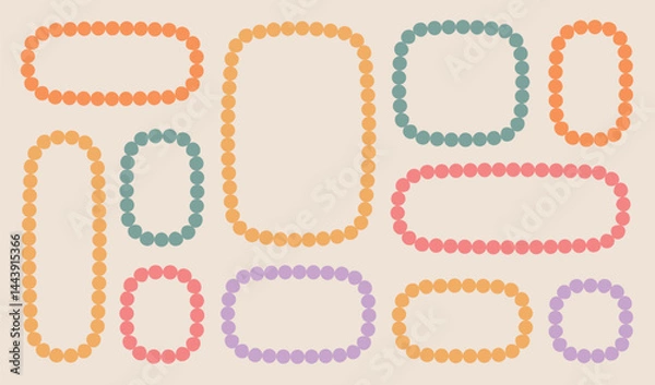 Obraz Frames scalloped vector corrugated grid rectangle shapes set. Frame Wavy Retro Stickers set, colorful speech bubble background, sticker pack vector illustratio