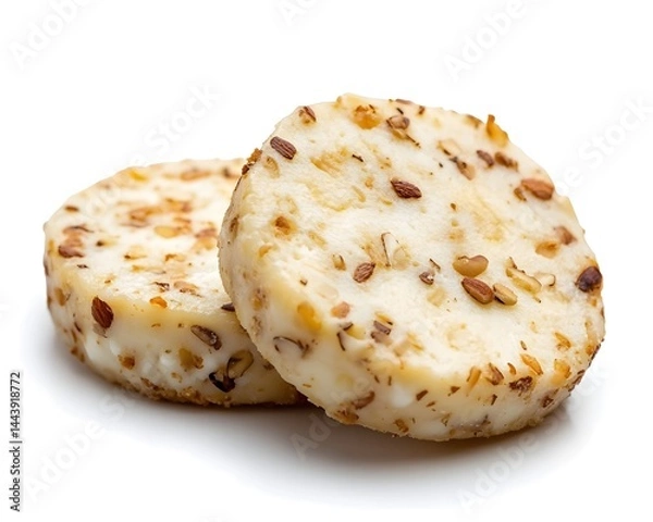 Fototapeta Crunchy Almond Crusted Goat Cheese Rounds Served on Minimalist Slate Platter Elevating Gourmet Entertaining Experience