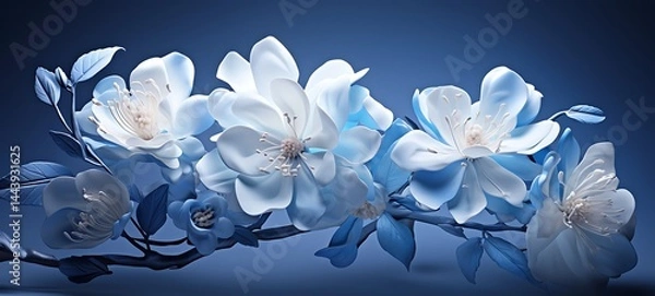 Obraz Bougenville flower in Delfts Blauw,ai generative