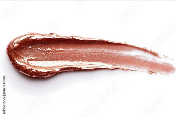 Fototapeta a glossy rose gold lip gloss swatch on a white background in a flat lay arrangement with studio lighting highquality photography hyperrealistic truetolife ultrahighresolution hyperd