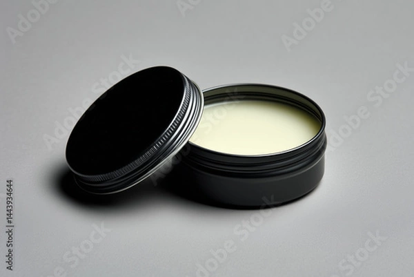 Fototapeta Open Round mockup pomade container on Neutral Background