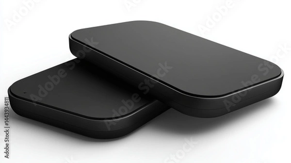 Fototapeta Two Black mockup keycards on White Surface for Product Photography