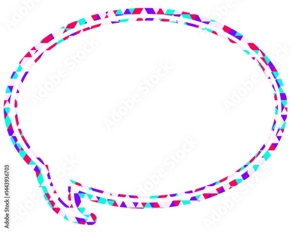 Fototapeta ステンドグラス風吹き出し　三角形模様　丸形