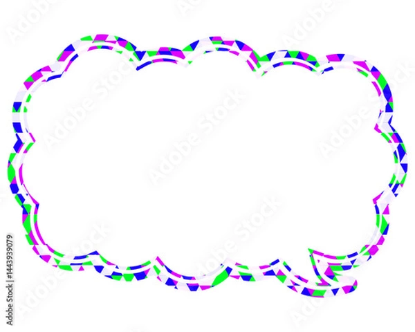Fototapeta ステンドグラス風吹き出し　三角形模様　細長い雲形