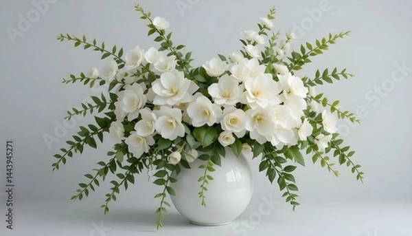 Obraz A beautiful spring bouquet features white snowdrop and tulip flowers in a vase, showcasing nature's delicate floral beauty