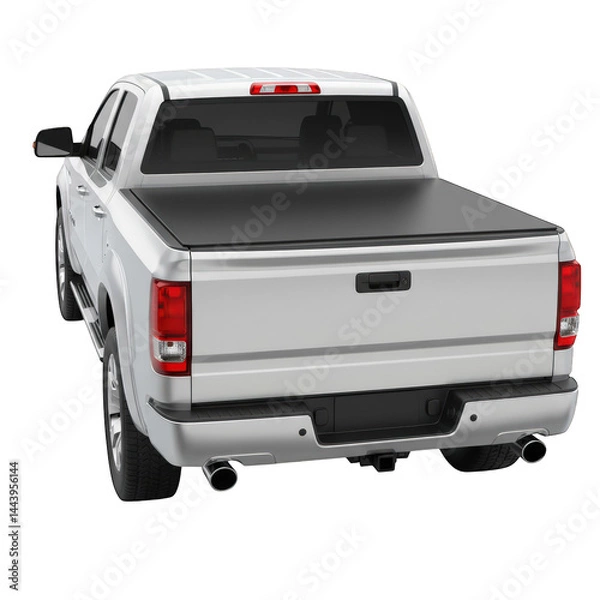 Obraz Silver Pickup Truck with Tonneau Cover, Rear View