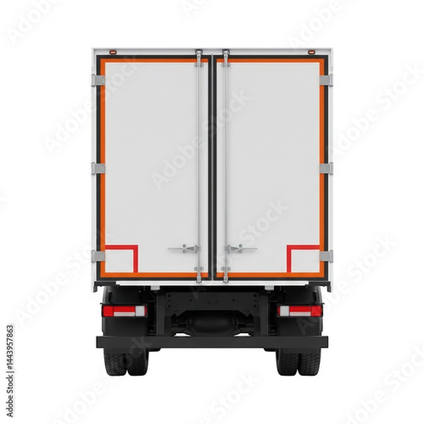 Obraz Rear View of a Delivery Truck Trailer, isolated on transparent background.