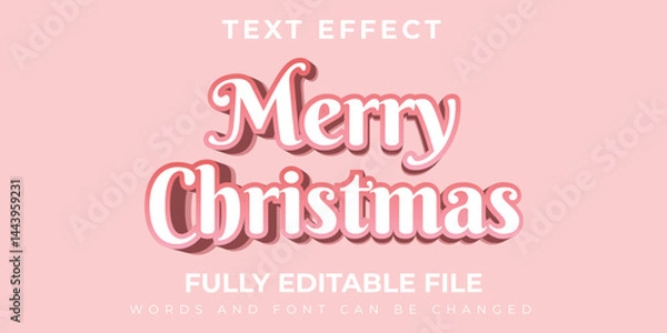 Obraz Merry Christmas Text Effect With Pink Concept