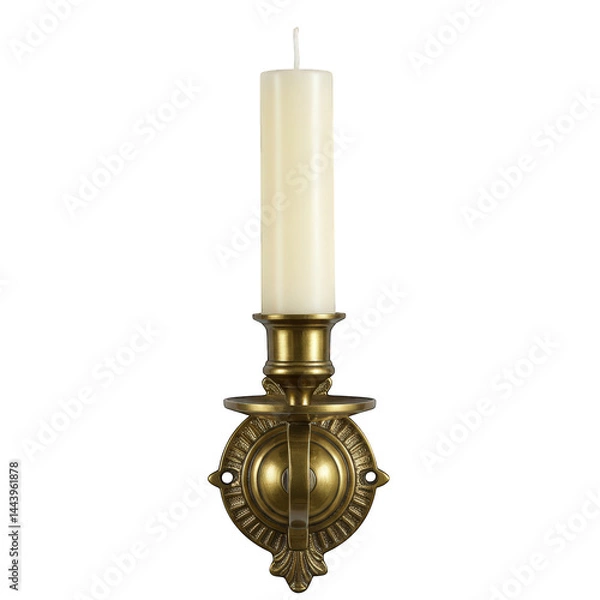Obraz Brass Wall Sconce with Lit Candle
