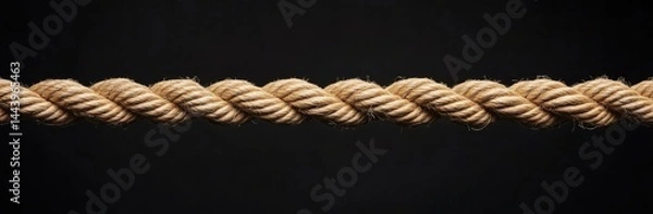 Fototapeta A close-up view of a tightly woven rope against a dark background. showcasing its texture and detail. ideal for illustrating strength and durability in various applications
