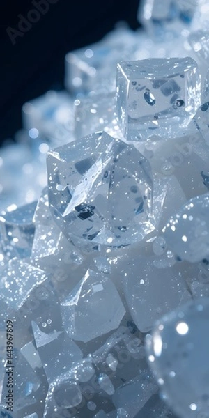 Fototapeta Magnified Sugar Crystals Sparkle And Shine. A Close Up View Reveals The Cubic Shape. Explore The Wonderful World Of Food And Science. Beauty In Detail.