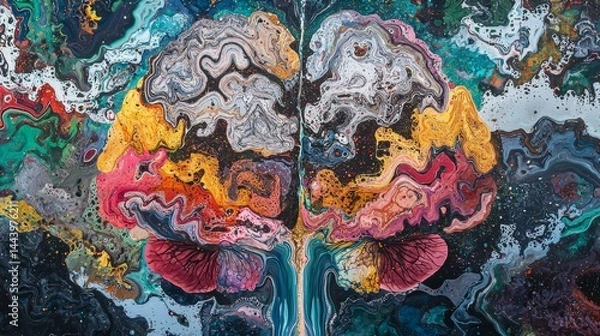 Fototapeta multilayered brain imagery filled with psychological symbols complex emotions and cognitive patterns overlapping in an abstract artistic style exploring the mind's hidden depth