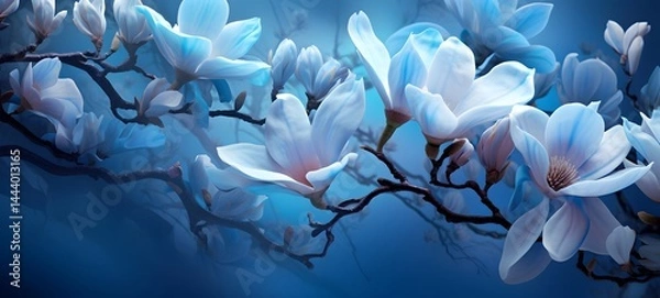 Obraz Magnolia champaca in Delfts Blauw,ai generative