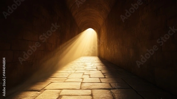 Fototapeta Ancient tunnel, light at the end