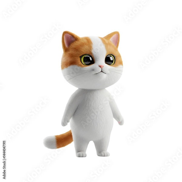 Obraz Cartoon Cat Standing Isolated on Transparent Background