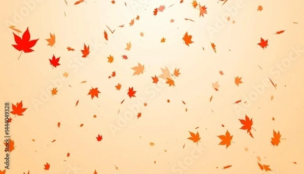 Obraz Orange fall colorful leaves flying falling effect