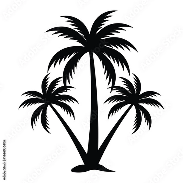 Fototapeta Palm tree icon. Abstract line beach logo. Shape hand draw. Vector illustration . plam Tree Vector Icon in Minimal Line Art.