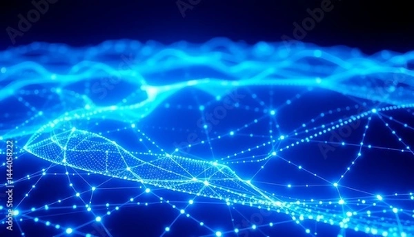 Fototapeta Futuristic Blue Digital Network Background, Perfect for Technology & Data

