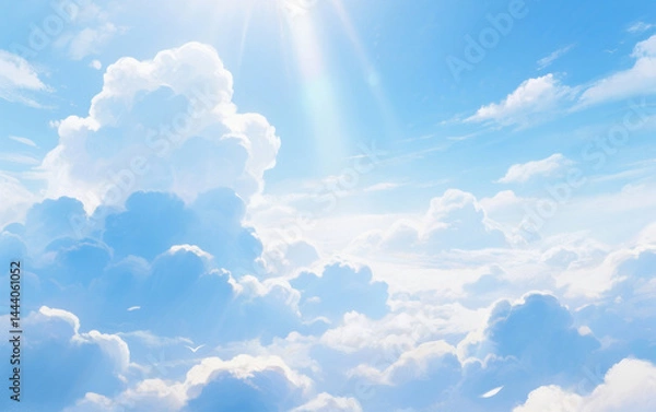 Fototapeta Beautiful cloud background and natural feel when there is a touch of sunlight breaking through the clouds