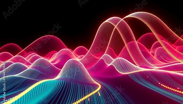 Fototapeta Dynamic Pink Red Abstract Wave Background, Perfect for Digital & Music
