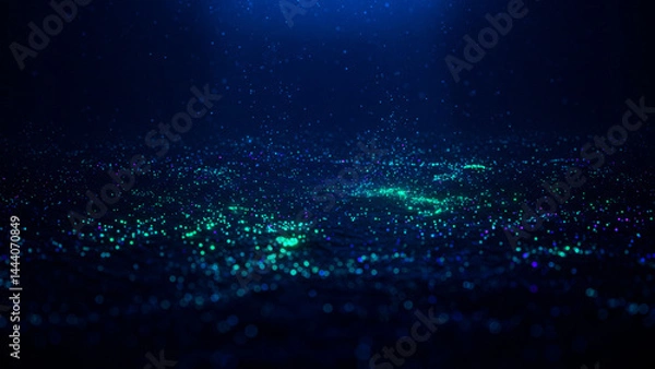 Obraz Abstract Underwater Sparkle Glitter with Dark Blue Background