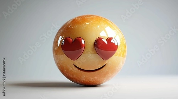 Obraz Animated orb emoticon with expressive features.