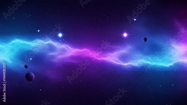 Obraz Cosmic Cloud with Planets and Stars in Space