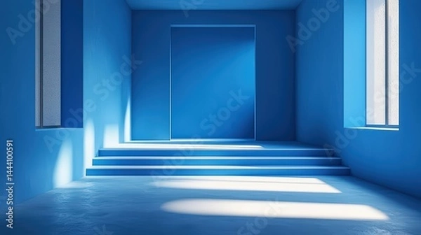 Fototapeta Minimalist serene blue background with gentle waves background jpeg