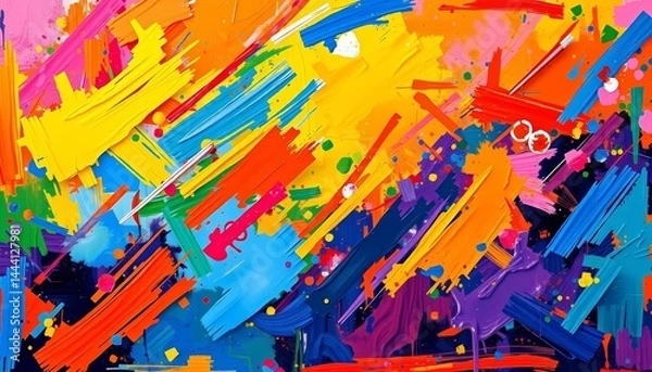 Fototapeta Vibrant, colorful abstract oil painting with bold brushstrokes, art print, visual
