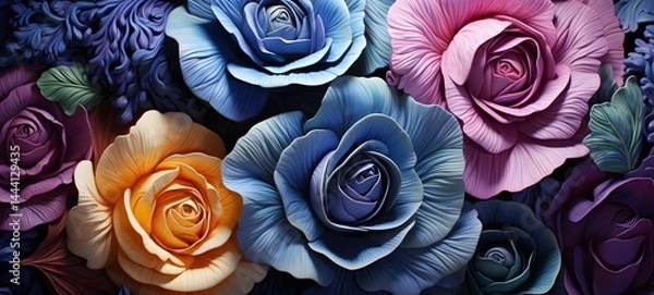 Fototapeta red Cabbage in Delfts Blauw,ai generative