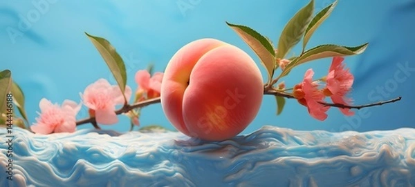 Fototapeta peach in Delfts Blauw, ai generative