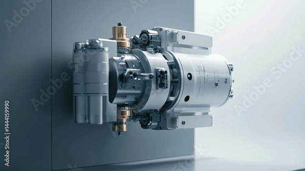 Fototapeta Close-up of an advanced mechanical component showcasing engineering precision.