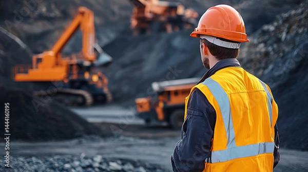 Obraz Miner Supervising Operations at a Coal Mine
