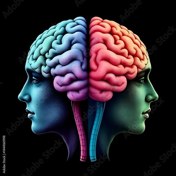Fototapeta Colorful Brain and Duality Concept
