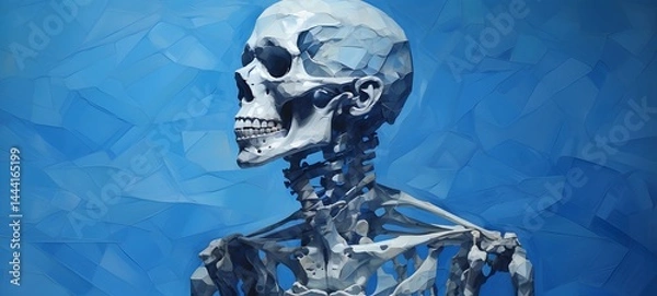 Fototapeta skeleton in Delfts Blauw, ai generative