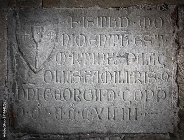 Fototapeta Engraved stone with latin letters